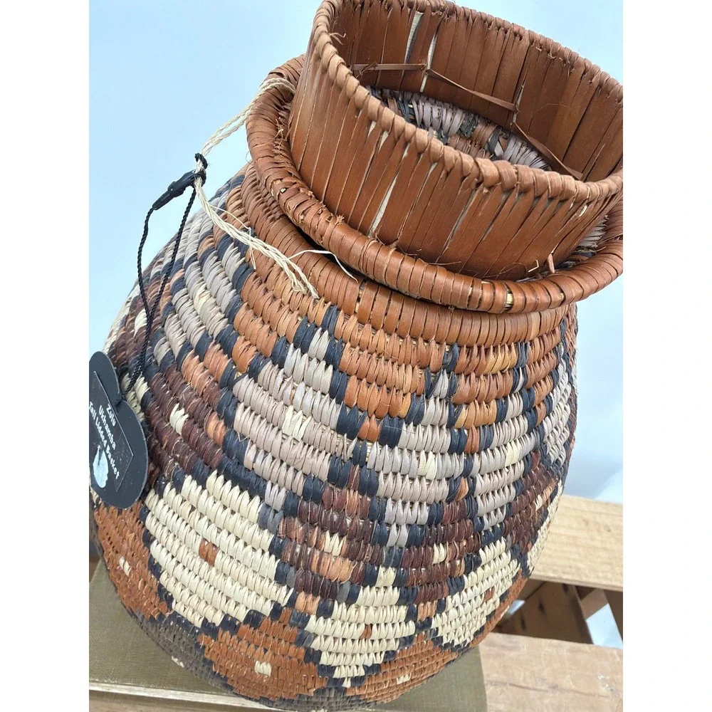 Handmade Zulu Basket Zandile Xulu South Africa Woven Ukhamba Beer Basket Lidded